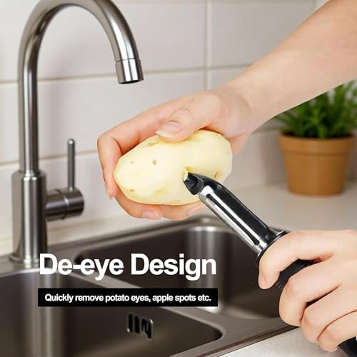 Vegetable Peeler Set – Ultra Sharp Stainless Steel I Peeler for Potatoes, Carrots, Apples – Ergonomic Non-Slip Handle, Smooth Swivel Blade, Kitchen Fruit & Veggie Peeler – Eman Cares