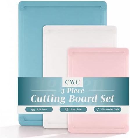 COOK WITH COLOR Extra Large Cutting Board Set, Jumbo-Sized Boards with Rubber Border for Enhanced Cooking Experience, 3-Piece, Teal