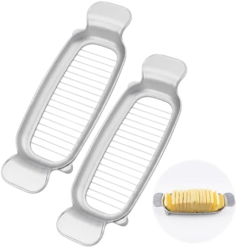 Butter & Cheese Slice Cutter - Stainless Steel Multipurpose Butter and Cheese Cutter Slicer for Evenly Slicing Butter Blocks, Cheeses, Eggs, Non-Stick，Compact & Portable for Home, BBQ, Camping