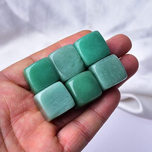 Green aventurine Whiskey Stones Chilling Crystal Ice Cubes for Drinks Whiskey Rocks 0.8" Wine Cubes Gifts for Women Set of 6
