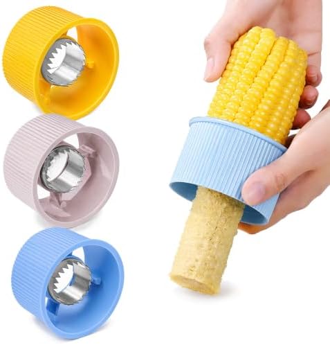 Corn Peeler, 2027 New Corn On the Cob Stripper Tool (Yellow+Blue+Beige)