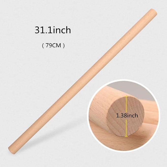 Long Rolling Pin， Baking Dough Roller for Pizza, Pie, Pasta, Bread, Pastry,Noodles(31.1×1.38inch/79×3.5cm)