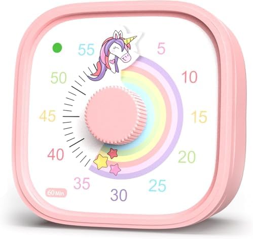 Visual Timer for Kids – Rainbow Ride Clock - Silent Time Management – 60 Minute Countdown – Focus and Productivity Tool – for Classroom, Toddlers, Study, Toothbrush – Fun Design – Adjustable Alarms
