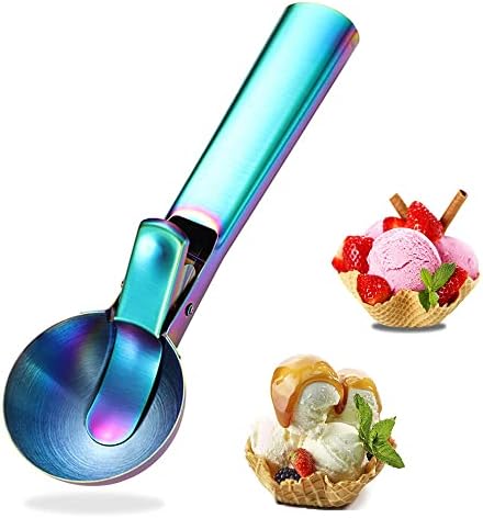 Ice Cream Scooper Stainless Steel, Cookie Scoopwith Trigger Heavy Duty Metal Icecream Scoop,Cookie Scoop Large Size Perfect For Frozen Yogurt, Gelatos, Sundaes (D-Blue 2Pack)