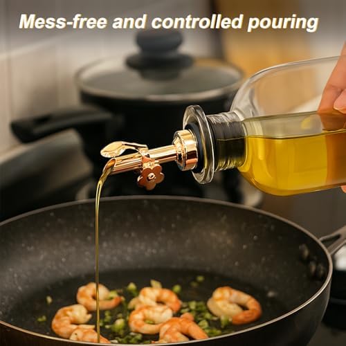 Olive Oil Dispenser Bottle for Kitchen - 350ml Glass Oil & Vinegar Cruet Set with Pour Spout (Set of 2) - Includes Cleaning Brush & Funnel - Leakproof Transparent Dispenser Bottles
