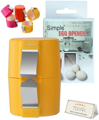 Egg Shell Opener Cracker Tool, Hard Boiled Peeler, Stainless Steel Eggs Cutter Breaker Cracking Eggshell, 2026 Upgraded Little Handheld Raw Separator Kitchen Gadgets, Easy to Use (Yellow)