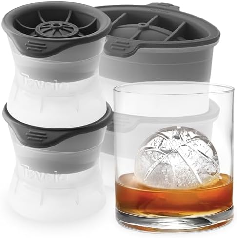 Tovolo Sports Ice Mold Bundle Set of 4 Football Baseball Basketball Soccer Ball Large Craft Ice Cubes for Whiskey Cocktails with Silicone Lids, Easy Fill Craft Ice Mold for Sports Fans