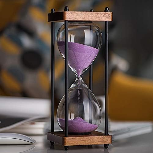 SAMLONG Large Hourglass Timer 30 Minute Decorative Wooden Sandglass, Purple