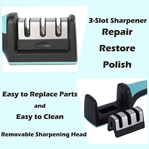 Kitchen Knife Sharpener with Coarse Medium and Fine 3–Stage Knife Sharpening System for Repair, Restore and Polish Blades, Ideal Knife Sharpeners for Chef's Choice