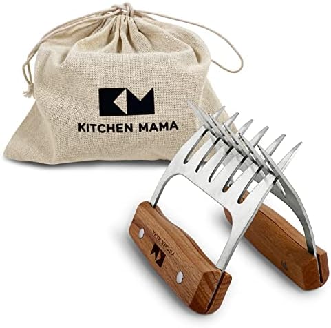 Kitchen Mama Meat Claws, Stainless Steel with Wooden Handle, 1 Pair