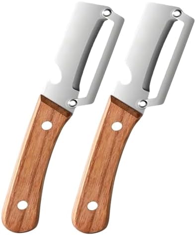 Vegetable Peeler Zero Snag Wooden Peeler, Stainless Steel Kitchen Peeler with Open Blade, No Clog Smooth Peeling, Fruit and Vegetable Peeler with Wooden Handle (2 Pcs)