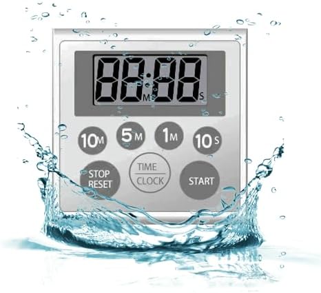 Digital Timer Waterproof Shower Timer Shower Clock Bathroom Kitchen Timer with Strong Magnet and Large LCD Display (Waterproof 7 Key)