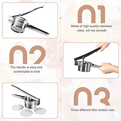 Potato Ricer Set, 3 Discs, Gnocchi Board, Rolling Pin, Pasta Tools