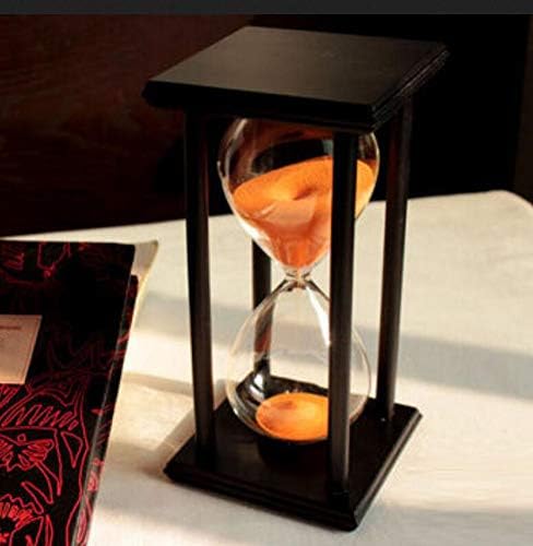 Lodunsyr Sandglass 60 Minutes Timer Hourglass for Ornament Decoration Restaurant Living Room Home Closet Office Desk Bedroom Party Festival Christmas Wooden Frame Sand Timer Clock Orange
