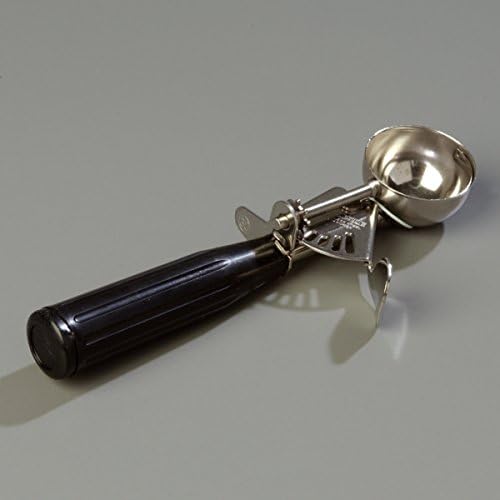 Carlisle FoodService Products Disher Scoop with Black Handle – 1.3 oz Portion Scoop, Stainless Steel, Use For Restaurant or Catering, Use with Ergonomic Grooved, One-Piece Design