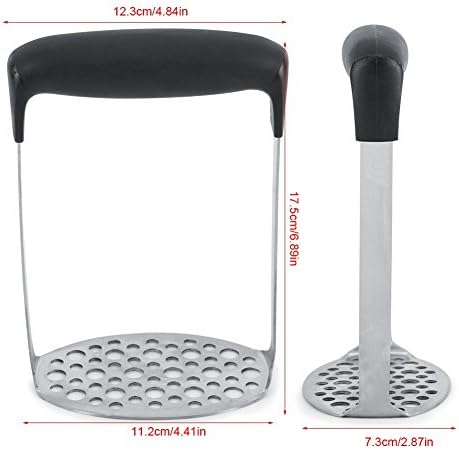 Potato Banana Masher, Stainless Steel Kitchen Masher Multifunctional Hand Mashed Ricer Fruit Vegetable Mashing Tool for Smooth and Mash Cooked Potatoes, Carrots and Fruits