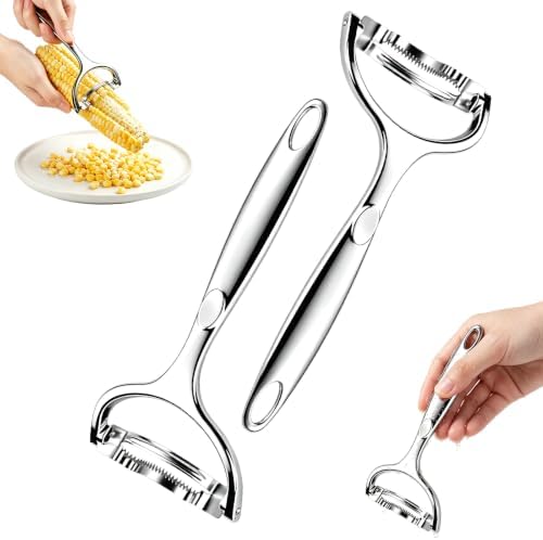 2PCS Upgraded Corn Peeler, Stainless Steel Corn Peeler for Corn on the Cob Stripper Tool, Durable & Efficient Corn Kernel Remover, Corn Shucker Off the Cob Kitchen Gadgets for Home Dining