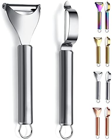 Potato Vegetable And Fruit Peelers For Kitchen,Kyraton Y Shaped And I Shaped Quality Stainless Steel Peelers,Sharp Blade And Ergonomic Non Slip Easy To Grip Handle Set Of 2