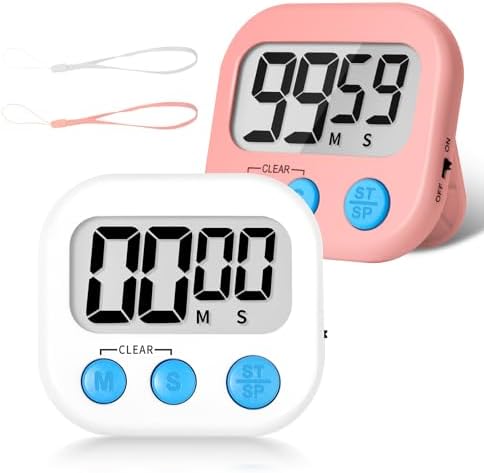 ZILLEEN Classroom Timer for Kids Teachers 2 Pack Digital Timers White Pink