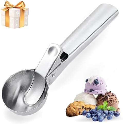 Ice Cream Scoop, Metal Ice Cream Scoopers With Trigger Release - 2.7OZ Large Size Heavy Duty Stainless Steel Scoops for Kitchen Food, Wide Anti-Slip Handle, Non-Stick Design