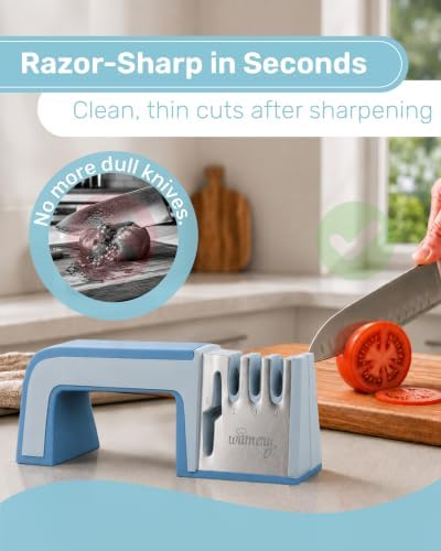 Wamery Knife & Scissors Sharpener, 4-Stage Pull-Through with Scissors Slot