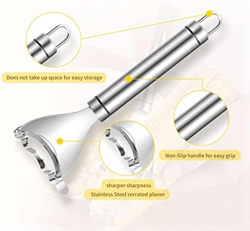 1 Pcs Corn Peeler Corn Planer Thresher Stainless Steel Corn Peeler for Corn On the Cob Corn Kernel Remover Tool Magic Corn Stripper Tool Corn Cutter Corn Scraper with Ergonomic Handle for Kitchen