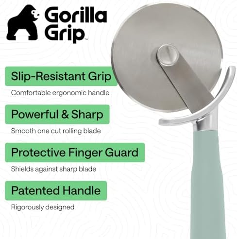 GORILLA GRIP Patented Stainless Steel Large Pizza Cutter Wheel, Mint