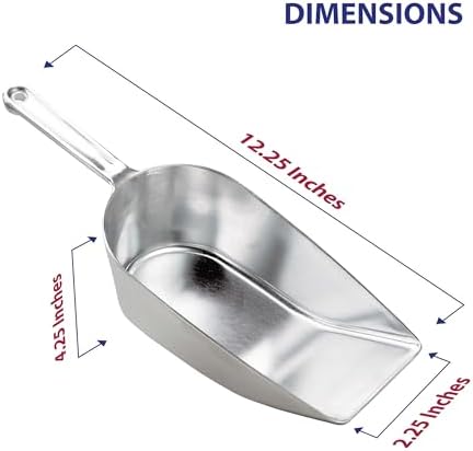 HIC Kitchen Flat Bottom Food Utility Scoop, 12.25-Inches, 310-Millimeters, Commercial-Grade Anodized Cast Aluminum