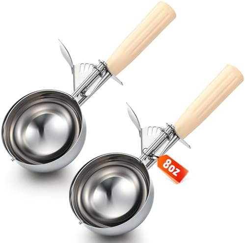 Reallnaive 2 Pcs Ice Cream Scooper with Trigger, 8 oz, Ivory