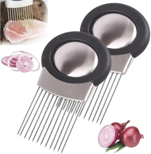 Stainless Steel Vegetable Slicer - Onion & Potato Cutter, Lemon Slicer, Kitchen Chopper Assistant Tool (2, Style A)