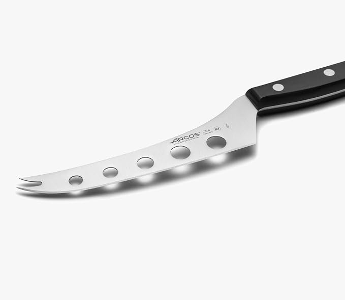 Arcos Cheese Knife 6 Inch Nitrum Stainless Steel and 145 mm blade. 161 gr. Ergonomic Polyoxymethylene POM Handle. Series Universal. Color Black