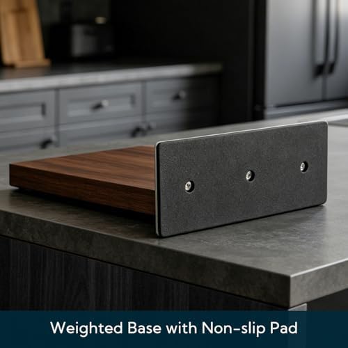 KITCHENDAO Black Walnut Magnetic Knife Block, Double-sided Magnetic Knife Holder Without Knives, Strong Magnet Knife Stand for Kitchen Countertop, Weighted Non-Slip Base