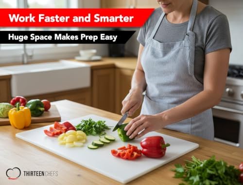 Commercial Grade 24x18 Plastic Cutting Board, Extra Large 1/2" Thick Poly