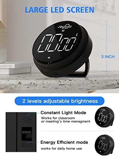 JOYHILL Digital Kitchen Timer, Large LED Display with Magnetic Countdown 3 Volume Levels, Ideal for Cooking Classroom Studying Fitness, Timer for Kids and Seniors Red