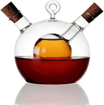 ELETON 2 in 1 Glass Oil and Vinegar Dispenser,Cruet with Ball Inner Chamber