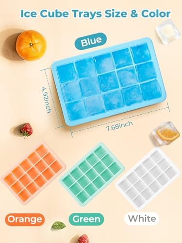 FOHERE Ice Cube Tray, 4-Packs Flexible Silicone Ice Trays for Freezer