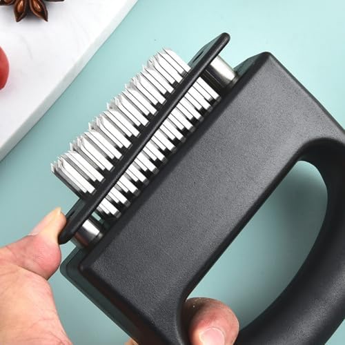 Spring Loaded Meat Tenderizer, Meat Tenderizer 48 Blade Stainless Steel Needle Meat Tenderizer Tool, Manual Meat Tenderizing Tool for Kitchen BBQ Cooking, Heavy Duty Kitchen Gadget (2pcs)