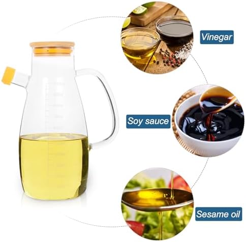 Kichvoe Glass Oil Dispenser Bottle with Handle and Scale 34Oz Kitchen Vinegar and Cooking Oil Container Easy Pour and Clean Home Use