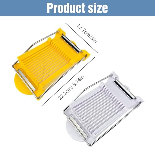 Easy Press Food Slicer with 12 Stainless Steel Wires - Heavy Duty Tomato and Soft Fruit Slicer, Cheese Cutter (Yellow)