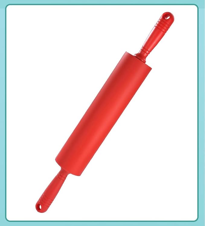 Classic Silicone Rolling Pin, Dough Roller for Fondant, Pie Crust, Cookie and Pastry, Essential Kitchen Baking Utensil, Non-Stick Surface Plastic Handle Rolling Pin (20 Inches)