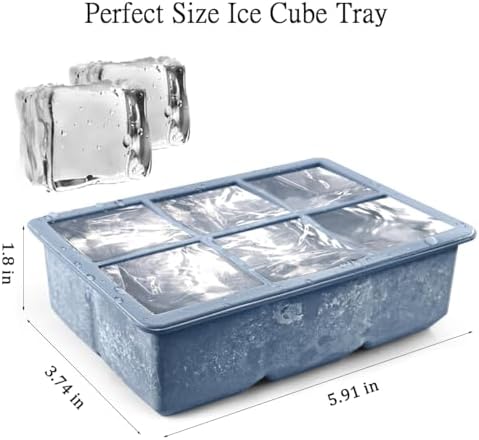 Ice Cube Trays for Freezer, Ice Cube Tray 3 Pack, Large Square Silicone Ice Cube Molds with Leak-Proof Removable Lid, BPA Free Flexible Stackable Ice Molds for Whiskey & Cocktails