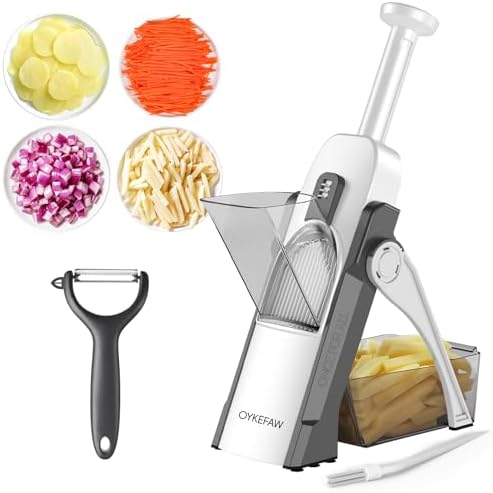 Safe Mandoline Slicer for Kitchen, 5 in 1 Vegetable Food Chopper for Potato