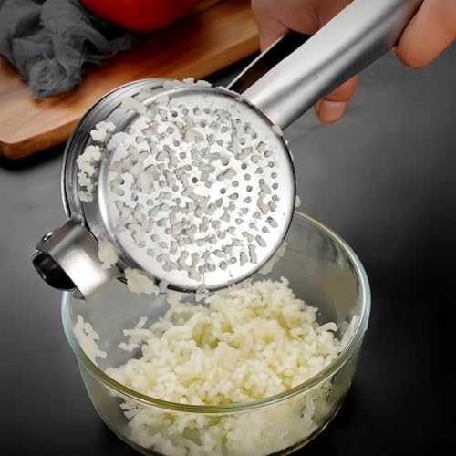 Stainless Steel Potato Ricer Masher,Multi Functional Potato Ricer Press,Manual Masher Kitchen Tool,Heavy Duty Spaetzle Maker for Pressing Gnocchi Spaghetti,Potatoes,Fruits,Vegetables (Bottom Hole)