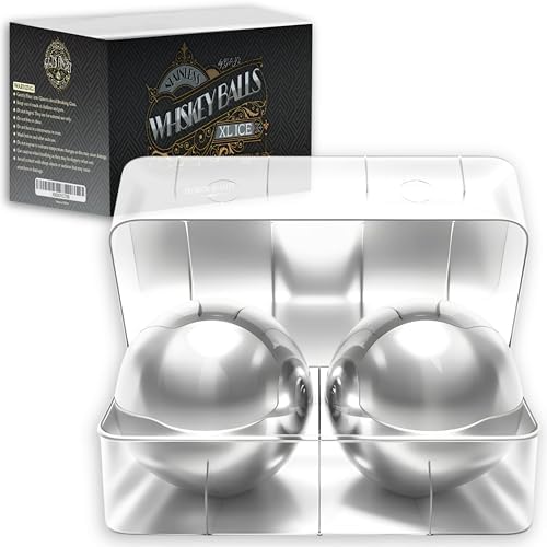 G&J's Finest 2-Pack XXL 55mm Stainless Steel Whiskey Chilling Balls with Freezer Tray – Bold Flavor, Zero Dilution (Not Solid Steel)