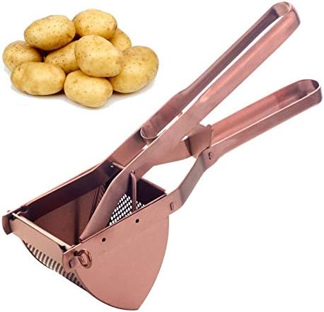 Commercial Potato Ricer Masher Heavy Duty Stainless Steel Food Strainer Masher Press for Vegetables Fruit Pumpkin (Rose Gold)