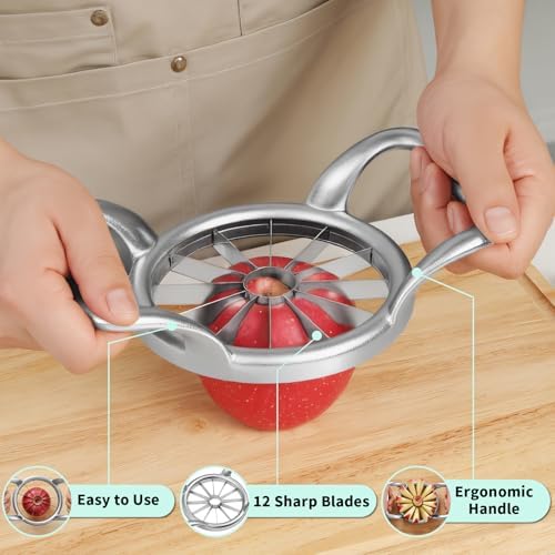 5.5 Inch Extra Large 12-Slice Fruit Cutter, Solid Divider Wedger Gifts for Mom
