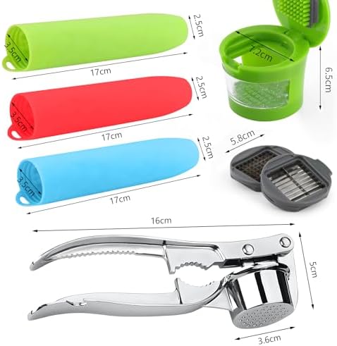 Manual Garlic Press Kitchen Large Garlic Peeler Garlic Muddler Household Garlic Pounder Garlic Press Garlic Peeler for Fine and Coarse Mince Garlic Press,Garlic Mincer, Garlic Crusher (SET A)
