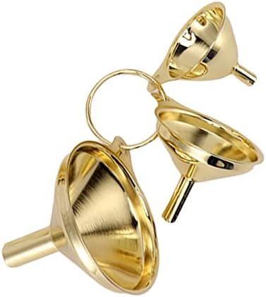 3 Pieces Gold Stainless Steel Funnel Set Kitchen Oil Liquid Metal for Canning Kitchen Tools Gold Stainless Steel Funnel Set