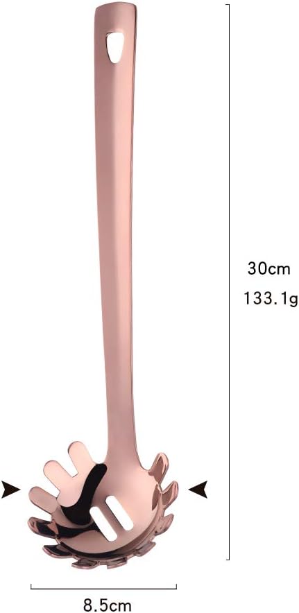 Spaghetti Server, BuyGo Stainless Steel Rose Gold Pasta Spaghetti Fork with Mirror Polish, Metal Pasta Server for Kitchen or Restaurant