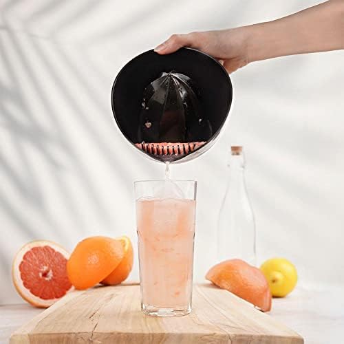 Vilde Lemon Juicer Citrus Juicer Manual Hand Operated for Large Fruits Grapefruits Orange Black with Spout Handle